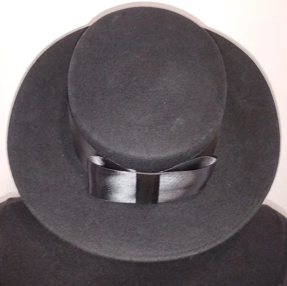 VINTAGE BLACK WOOL HAT - Picture 2 of 8